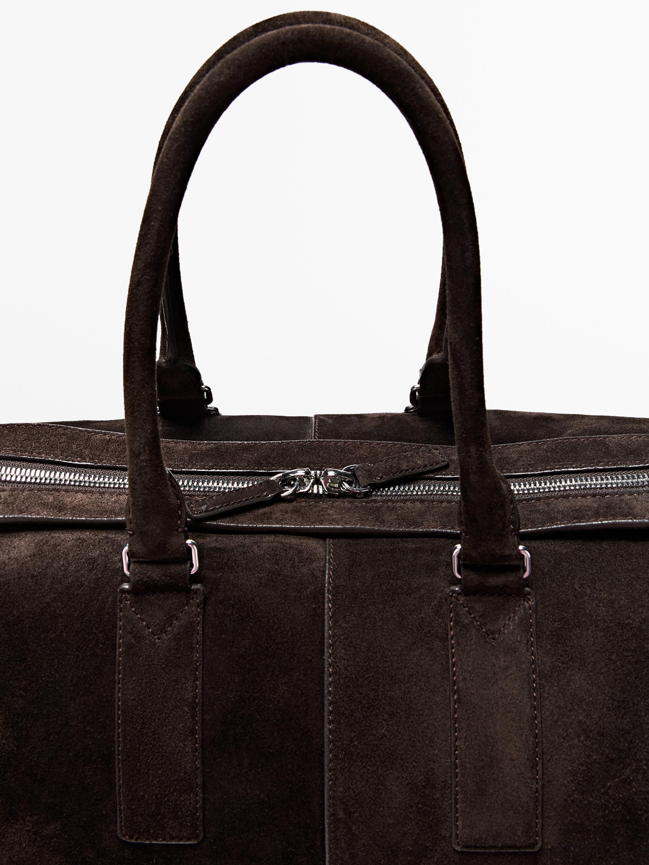Suede leather travel bag